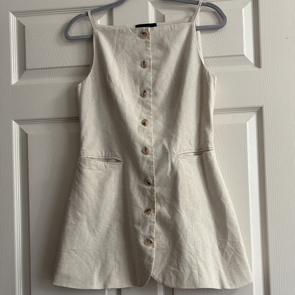 Chic Beige Button-Down CottonDress